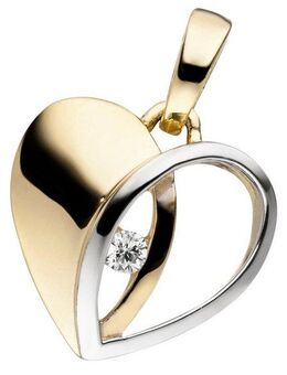 JOBO Kettenanhänger Anhänger Herz, 333 Gold bicolor mit 1 Zirkonia