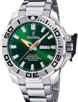 Festina Taucheruhr Diver Collection F20665/2, (Set, 2-tlg., mit Wechselband aus Kautschuk), Armbanduhr, Herrenuhr, Taucheruhr, Edelstahlarmband, Geschenkidee