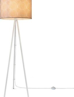 Paco Home Stehlampe Trina Pillar, ohne Leuchtmittel, Wohnzimmer Stehleuchte Dreibein Stativ Mit Stoffschirm Uni Modern