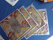 4 kleine Deckchen(Set) vermutl.Aborigine Art Australien 29x29cm - Marburg