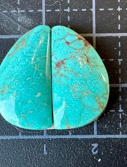 2 Türkis Cabochons In Tropfenform als Paar geschliffen 20x11 mm - Köln