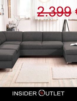 Wohnlandschaft Anthrazit Grau 352cm Bettfunktion in Überlänge Mic - Köln