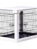 Dobar Hundekäfig aus Holz mit Tischoberfläche weiß #35241 in 75217