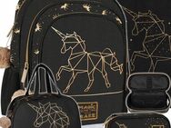 Schulrucksack für Mädchen - Einhornmotiv, Gold, 4-teiliges Set (Federmäppchen, Sportbeutel, Tasche), Klasse 1-3 Set34523 - Wuppertal