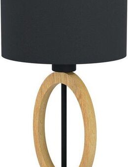 EGLO Tischleuchte BASILDON 1 Tischlampe, Stahl, Holz und Textil, Nachttischlampe, Lampe, Ein-/Ausschalter, Leuchtmittel wechselbar, ohne Leuchtmittel, Tischleuchte, L42,5 x H42,5 cm x Ø23 cm, schwarz, braun, 1X40W exkl.