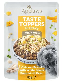 Applaws Taste Toppers in Soße 12 x 85 g - Huhn, Erbsen, Kürbis & weiße Bohnen