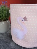 Kinder Aufbewahrungskorb mit Schwanenmotiv rosé in 50858