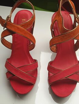 rote Damen Sommer Plateau Sandaletten Heels 38 - Moosinning