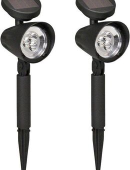 Luxform Gartenstrahler Solar-Gartenleuchten - Lazise - 2 Stück - Schwarz, LED fest integriert, Ganzjährig Solar