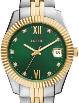 Fossil Quarzuhr SCARLETTE MINI ES5388, Armbanduhr, Damenuhr, Edelstahlarmband, analog, Tag, Glassteine