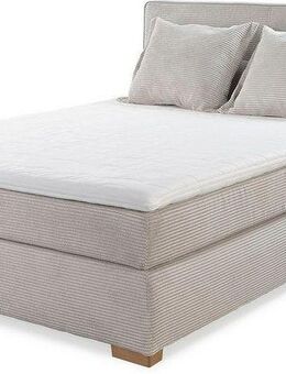 Jockenhöfer Gruppe Boxspringbett Romy erhältlich in 140 & 180cm Breite, Cordstoff, 7-Zonen-TTFK-Matratze, KS-Topper, Echtholzfüße