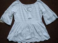 Bluse Tunika Weiss Lochmuster Stickerei Spize Boho Glamour S/M 36/38 Damen - Haldensleben