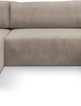 WERK2 Wohnlandschaft Rotterdam-U, U-Form, in kuschelweichem Cord oder Breitcord, Design Sofa mit Schlaffunktion & Bettkasten, Cord, Hellgrau/Beige