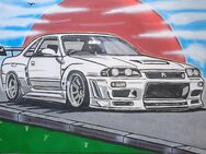 Handgefertigtes Comicbild Nissan Skyline R34 Graffiti Leinwand - Schöppenstedt