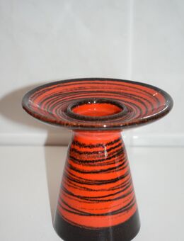 KERZENSTÄNDER Siekera Qualität Keramik glasiert 14 cm rot/schwarz NEUWERTIG - Ochsenfurt