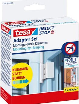 tesa Insektenschutz-Tür Insect Stop Falt Adapter für Fliegengitter - Adapter-Set, (Packung, 3-St., Adapter für FALT Fenster-türen), für Insektenschutz Balkontür / Terrassentür