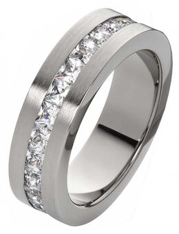 Damenring Titanring DT041 mit umlaufenden Zirkonias - Aholming