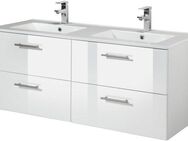 welltime Doppelwaschtisch Trento, verschiedene Ausführungen und Farben, Badmöbel in Breite 120 cm, 2 Doppel-Waschbecken zur Auswahl