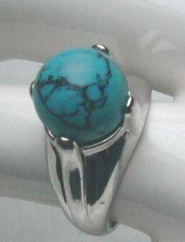 Ring, 925 Silber mit gefassten Türkisstein - Stemmen