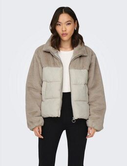 ONLY Steppjacke ONLWANJA – Jacke mit Plüschdetails und hohem Kragen regular fit, modisch, Web, Materialmix, hochschließend