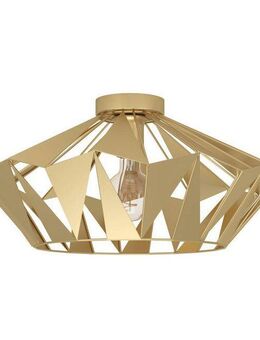 EGLO Deckenleuchte CARLTON Deckenlampe, Stahl, E27, Flurlampe, Wohnzimmerlampe, Lampe, ohne Leuchtmittel, Wand-/Deckenleuchte, H23,5 x Ø47 cm, goldfarben, 1X60W exkl.