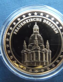Gedenkmedaille Frauenkirche Dresden vergoldet - Kolkwitz