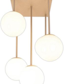 my home Pendelleuchte Nymölla, ohne Leuchtmittel, 5 Glaskugeln mit je 1x E14 exkl., Gestell eckig beige matt