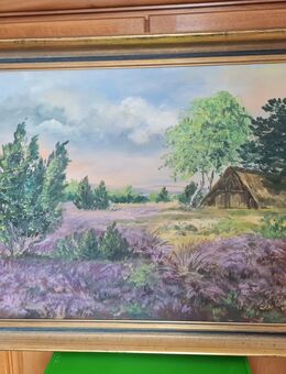 Stimmungsvolles Lüneburger Heide Gemälde von Ute Wieckhorst 1978 - Gründau