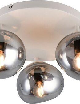 s.Oliver Deckenleuchte ANJELLA, Deckenlampe exkl 3x E14, in warm grey (beige) + smoke Glas, Leuchtmittel wechselbar, warmweiß - kaltweiß, mit mundgeblasenen Glasschirmen in rauchgrau, max 10W