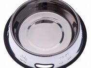 Edelstahlfressnapf mit Prägung und Gummiring - Sparset: 2 x 900 ml, Ø 23 cm