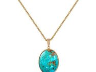 Zeeme Kette mit Anhänger Silber 925 vergoldet 42+5cm lang mit rek. Türkis
