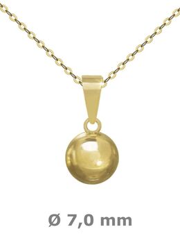 1 Kugel-Anhänger mit Ankerkette ca. 45 cm, Zwischenöse bei ca. 42 cm, in Gelbgold 333/-, - Essen