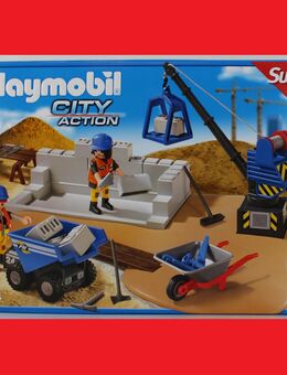 Playmobil 6144 SuperSet Baustelle Bau Bauarbeiter Kran Kipper Figuren Super Set City Action EOL NEU - Gaggenau