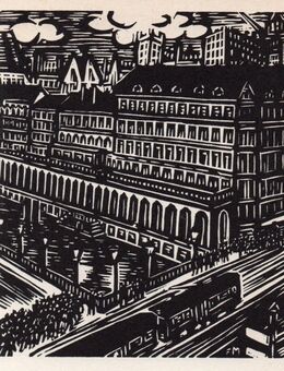 Grafik : Hamburg - Am Jungfernstieg , Blatt 20cm x 16cm , Frans Masereel ( 1889 Blankenberge - 1972 Avignon ) , M7 - Görlitz