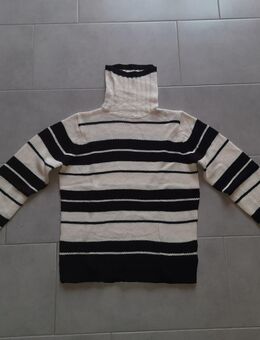 Strickpullover mit Rollkragen – Schwarz/Creme gestreift – Größe 44 – NEU / ungetragen - Walsrode
