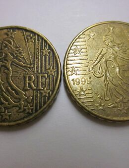 Frankreich 10 Cent 1999 -sehr starke Prägung- Materialüberschuss ?? - Mahlberg