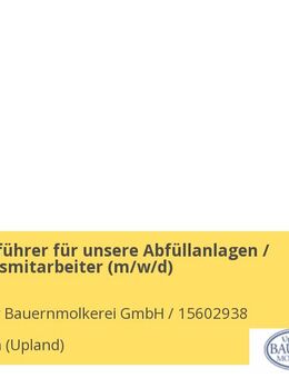 Maschinenführer für unsere Abfüllanlagen / Produktionsmitarbeiter (m/w/d) - Willingen (Upland)