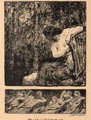 Grafik : Waldesstimmen. , von Franz Müller - Münster ( 1867 - 1936 ) , Blatt 23cm x 17cm , M7 in 02828