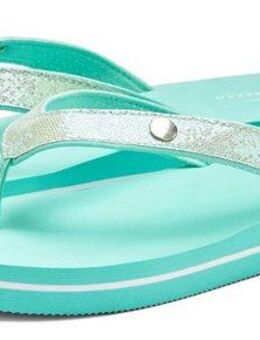Venice Beach Sandale, Pantolette Badezehentrenner Zehentrenner, Badeschuh ultraleicht mit Glitzerband VEGAN