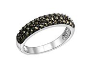 Zeeme Fingerring Silber 925 rhodiniert mit 43 Markasit-Steinen
