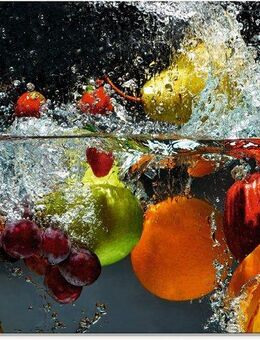 Artland Glasbild Spritzendes Obst auf dem Wasser, Lebensmittel (1 St), in verschiedenen Größen