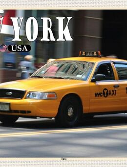 Schönes Holzschild New York Taxi USA Wandbild 20x30 cm - München