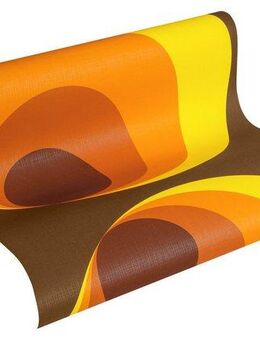 A.S. Création Vliestapete Retro Chic Vliestapete Retro-Tapete mit Vintage Muster Braun Orange, strukturiert, Strukturmuster, (1 St), Mustertapete mit Kreisen und Punkten im Retro-Stil Gelb Wohnzimmer