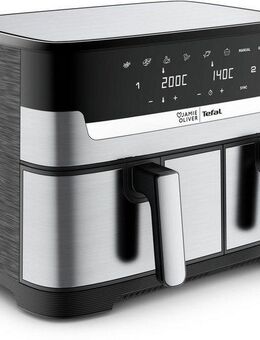Tefal Heißluftfritteuse Jamie Oliver by Tefal Dual Easy Fry & Grill, 2 unabhängige Garzonen, 2700 W, Heissluftfritteuse Doppelkammer, 8 automatische Programme, EY90JDE