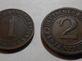 Münzen Weimarer Republik 2 Rentenpfennig 1923 A + 1 Reichspfennig 1924 J in 03042