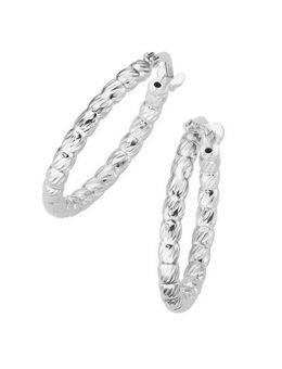 Smart Jewel Paar Creolen mit diamantierter Oberfläche, Silber 925