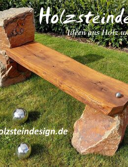 Bank, Gartenbank, Sitz-Gelegenheit, Steinbank, Holzbank, Eiche, - Argenthal