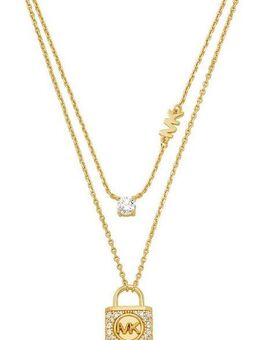 MICHAEL KORS Kette mit Anhänger Schmuck Geschenk Silber 925 Halsschmuck PREMIUM Schloss, mit Zirkonia (synth)
