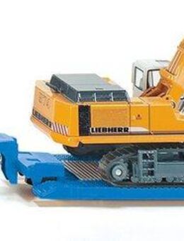Siku Spielzeug-LKW SIKU Super, MAN TG-A mit Tiefbettauflieger (1847), mit Liebherr Bagger