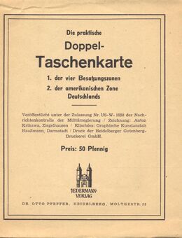 DOPPEL-TASCHENKARTE DEUTSCHLAND Die vier Besatzungszonen 1945 - Ochsenfurt